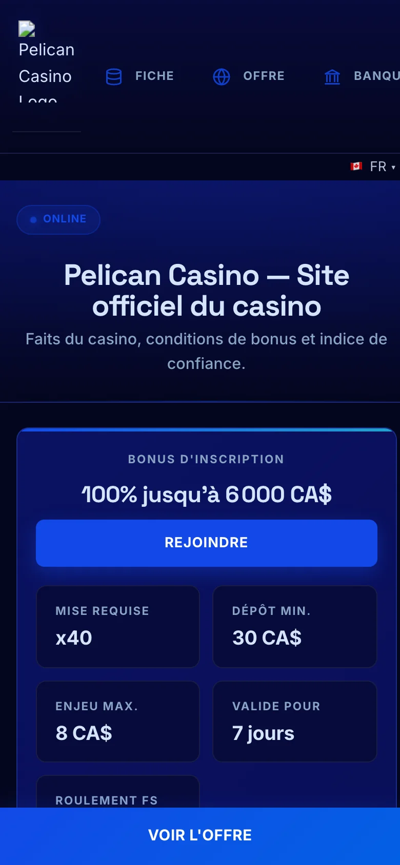 Pelican Casino mobile lobby screenshot